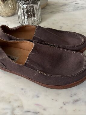 OluKai Men's Slip-On Canvas Loafers in Dark Brown
